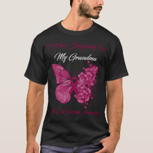 Butterfly I Wear Burgundy For My Grandma Sickle Ce T-Shirt