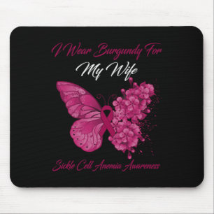 Butterfly I Wear Burgundy For My Wife Sickle Cell Mouse Pad