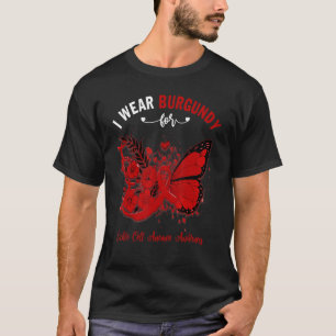 Butterfly I Wear Burgundy For Sickle Cell Anaemia  T-Shirt
