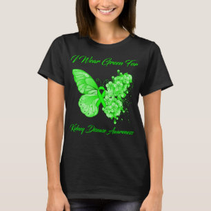 Butterfly I Wear Green For Kidney Disease  T-Shirt