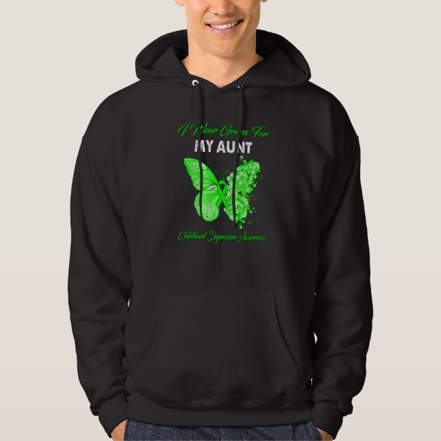 Butterfly I Wear Green For My Aunt Childhood Depre Hoodie (Front)