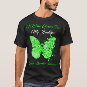 Butterfly I Wear Green For My Brother Bipolar Diso T-Shirt