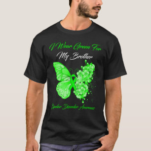 Butterfly I Wear Green For My Brother Bipolar Diso T-Shirt