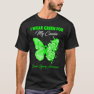 Butterfly I Wear Green For My Cousin Brain Injury T-Shirt