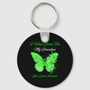 Butterfly I Wear Green For My Grandma Liver Cancer Key Ring