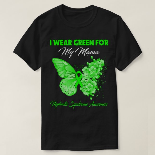 Butterfly I Wear Green For My Grandma Nephrotic Sy T-Shirt (Design Front)