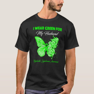 Butterfly I Wear Green For My Husband Nephrotic Sy T-Shirt