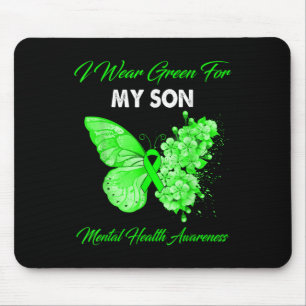 Butterfly I Wear Green For My Son Mental Health Aw Mouse Pad