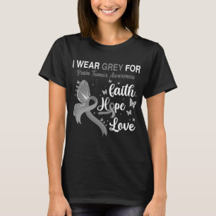 Butterfly I Wear Grey For BRAIN TUMOR AWARENESS T-Shirt