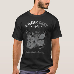 Butterfly I Wear Grey For Brain Tumour Awareness T-Shirt