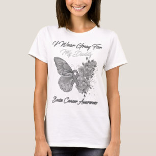 Butterfly I Wear Grey For My Daddy Brain Cancer T-Shirt