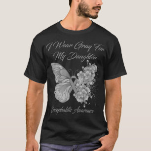 Butterfly I Wear Grey For My Daughter Encephalitis T-Shirt