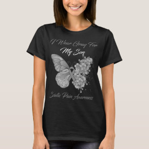 Butterfly I Wear Grey For My Son Sciatic Pain  T-Shirt