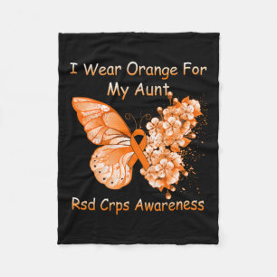 Butterfly I Wear Orange For My Aunt Rsd Crps Aware Fleece Blanket