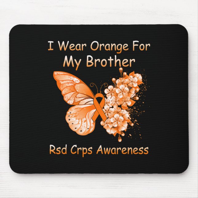 Butterfly I Wear Orange For My Brother Rsd Crps Aw Mouse Pad (Front)