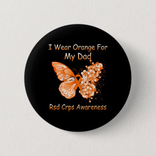 Butterfly I Wear Orange For My Dad Rsd Crps Awaren 6 Cm Round Badge