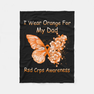 Butterfly I Wear Orange For My Dad Rsd Crps Awaren Fleece Blanket