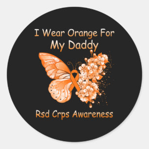 Butterfly I Wear Orange For My Daddy Rsd Crps Awar Classic Round Sticker