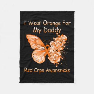 Butterfly I Wear Orange For My Daddy Rsd Crps Awar Fleece Blanket
