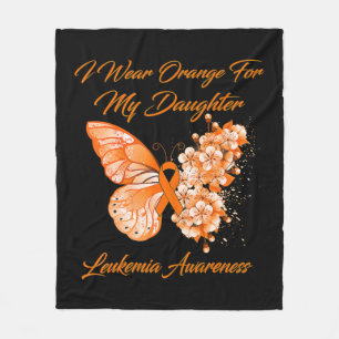 Butterfly I Wear Orange For My Daughter Leukemia A Fleece Blanket