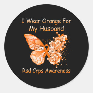 Butterfly I Wear Orange For My Husband Rsd Crps Aw Classic Round Sticker