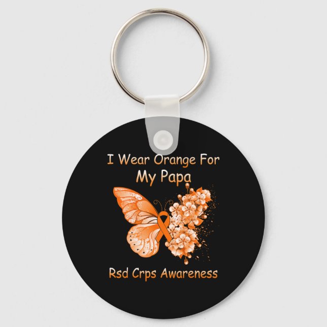 Butterfly I Wear Orange For My Papa Rsd Crps Aware Key Ring (Front)