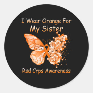 Butterfly I Wear Orange For My Sister Rsd Crps Awa Classic Round Sticker