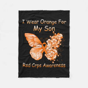 Butterfly I Wear Orange For My Son Rsd Crps Awaren Fleece Blanket