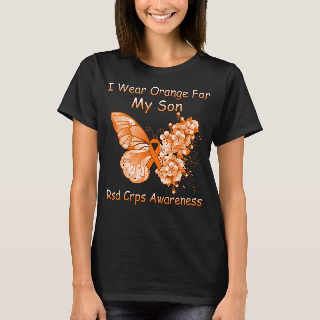 Butterfly I Wear Orange For My Son RSD CRPS Awaren T-Shirt (Front)