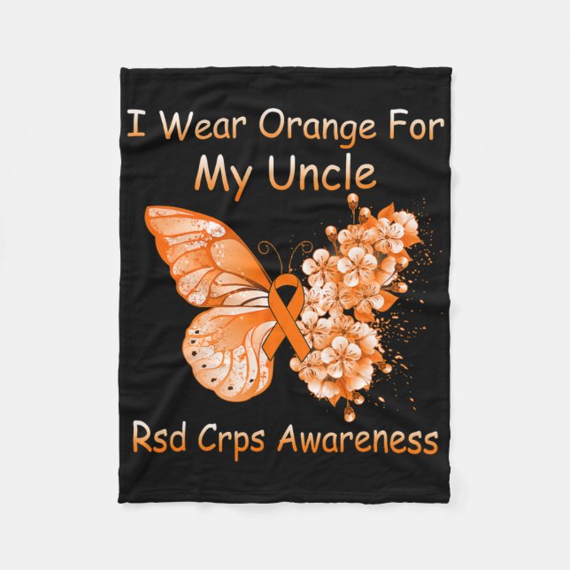 Butterfly I Wear Orange For My Uncle Rsd Crps Awar Fleece Blanket (Front)