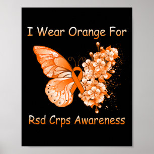 Butterfly I Wear Orange For Rsd Crps Awareness  Poster