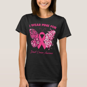 Butterfly I Wear Pink For Breast Cancer Warrior T-Shirt