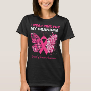 Butterfly I Wear Pink For My Grandma Breast Cancer T-Shirt