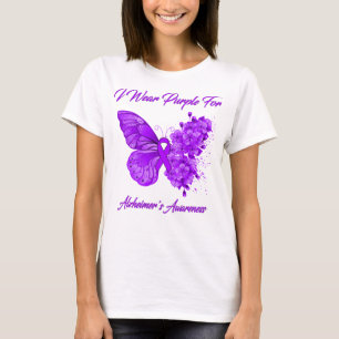 Butterfly I Wear Purple For Alzheimer's Awareness T-Shirt