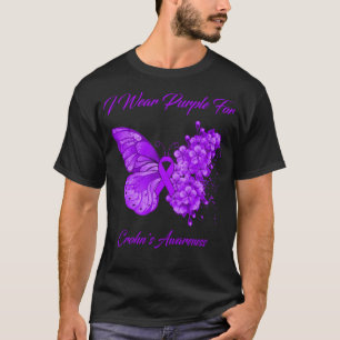 Butterfly I Wear Purple For Crohn's Awareness T-Shirt
