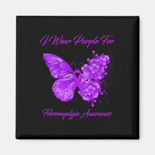 Butterfly I Wear Purple For Fibromyalgia Awareness Magnet