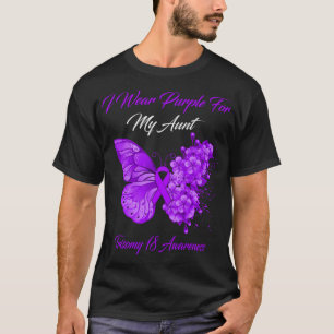 Butterfly I Wear Purple For My Aunt Trisomy 18 Awa T-Shirt
