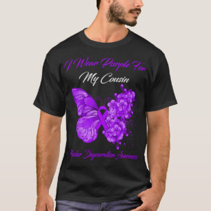 Butterfly I Wear Purple For My Cousin Macular Dege T-Shirt