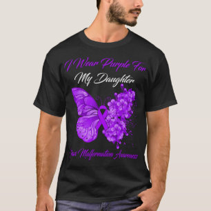 Butterfly I Wear Purple For My Daughter Chiari Mal T-Shirt