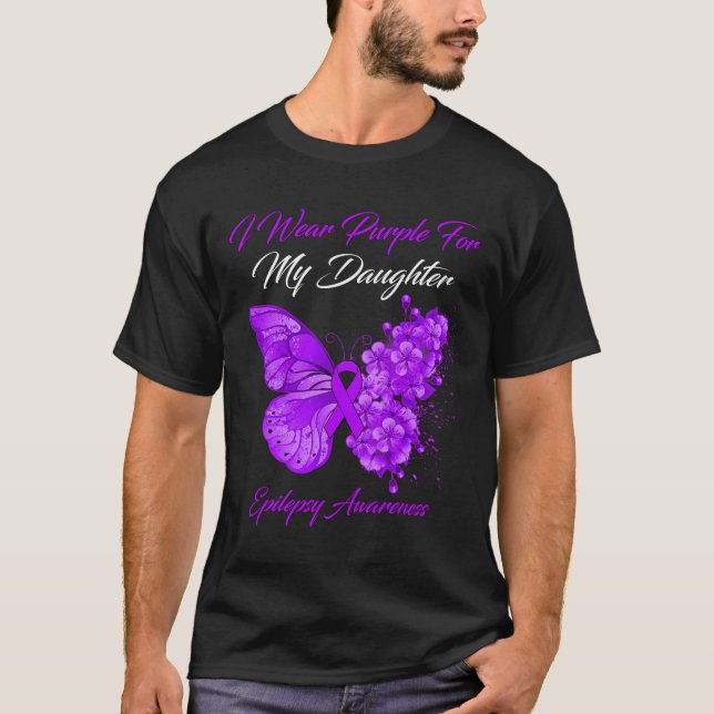 Butterfly I Wear Purple For My Daughter Epilepsy A T-Shirt (Front)