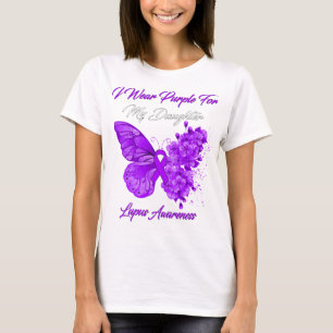 Butterfly I Wear Purple For My Daughter Lupus Awar T-Shirt