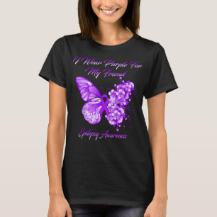 Butterfly I Wear Purple For My Friend Epilepsy  T-Shirt