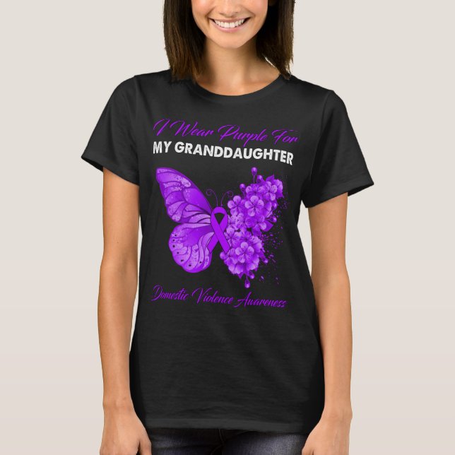 Butterfly I Wear Purple For My Granddaughter Domes T-Shirt (Front)