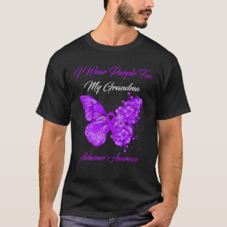 Butterfly I Wear Purple For My Grandma Alzheimer's T-Shirt