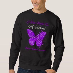 Butterfly I Wear Purple For My Husband Migraine He Sweatshirt