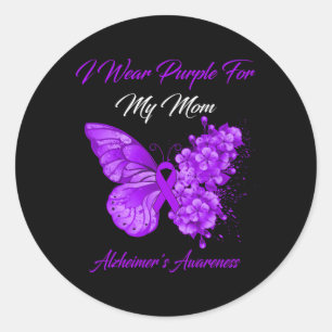 Butterfly I Wear Purple For My Mum Alzheimer'S Awa Classic Round Sticker