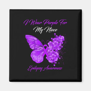 Butterfly I Wear Purple For My Niece Epilepsy Awar Magnet