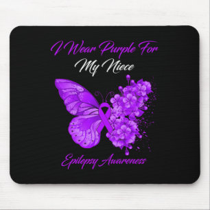 Butterfly I Wear Purple For My Niece Epilepsy Awar Mouse Pad