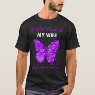 Butterfly I Wear Purple For My Wife Eating Disorde T-Shirt