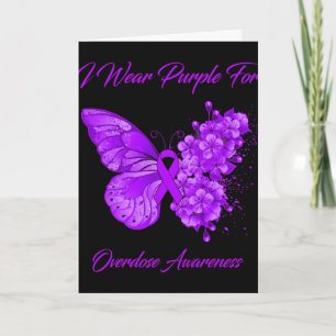 Butterfly I Wear Purple For Overdose Awareness Card